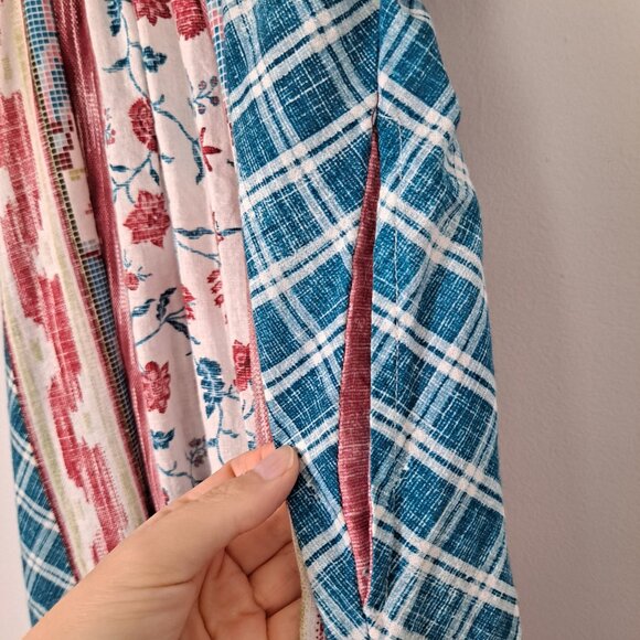 D'ascoli Floral Boho Plaid Short Sleeve Maxi Dress - Picture 13 of 13